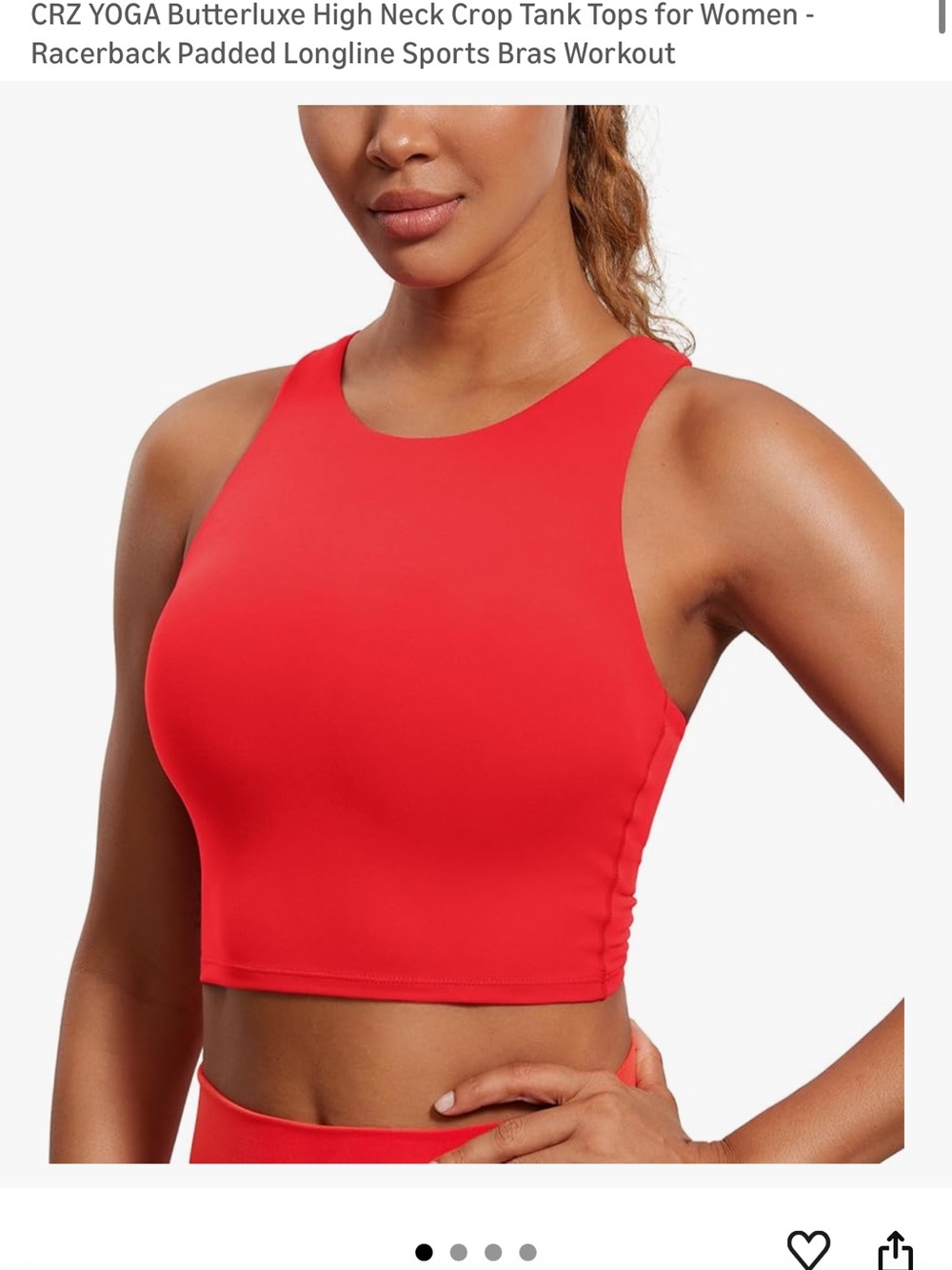 CRZ YOGA High Neck Cropped Sports Racerback Tank Top - Red